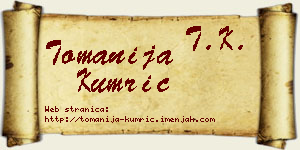 Tomanija Kumrić vizit kartica